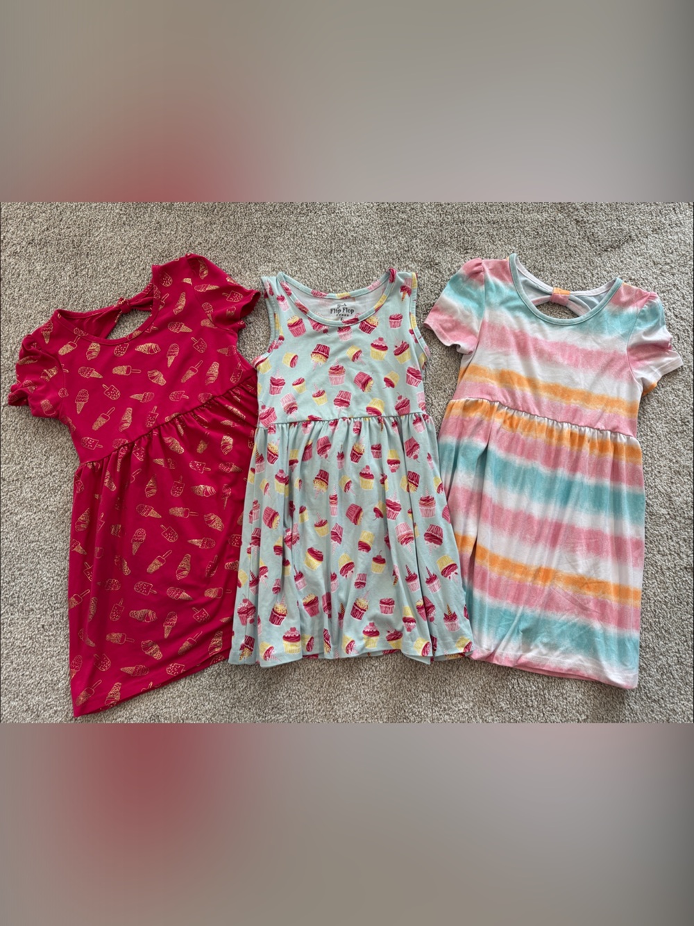 Girls' Ice Cream & Rainbow Stripe Casual Dress Pack - Multicolor